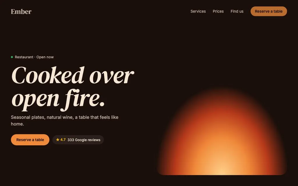 Example restaurant website design for a small business in Limassol, shown on a laptop